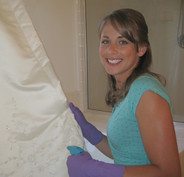 Cleaning a wedding gown