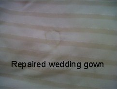 Burn Repaired in wedding gown