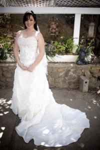 Ashley wears her dress on her wedding day.