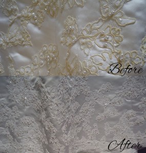 We were able to whiten the dress, including the lace.