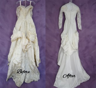 Back of wedding dress restoration