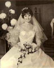 June married her sweetheart while wearing a silk organza dress.