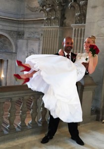Chri wore red shoes on her wedding day