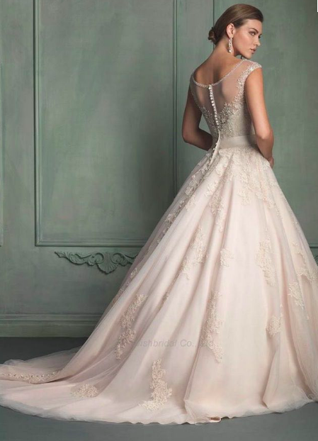 Blush Wedding Gown pinned from MODWedding.com