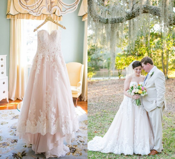 Blush wedding gown pinned from dhgate.com