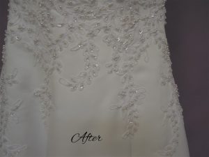 Good Morning America Wedding dress cleaning gown after stains were removed