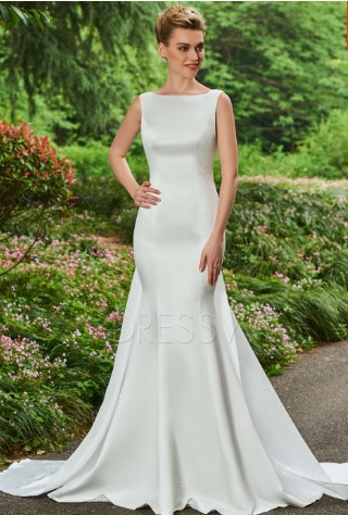 Another sleeveless and also very affordable wedding dress with similar neckline and skirt style to Megan Markle's.