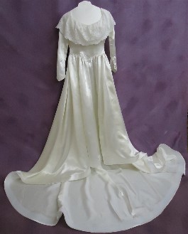 Amy's heirloom gown AFTER wedding dress restoration.