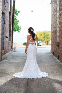 Jessica was the first bride to try on this beautiful new Morilee design.