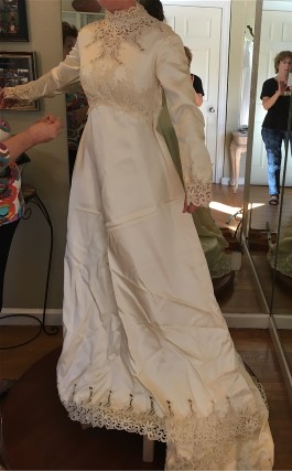Maura's vintage wedding gown before transformations. Click on photo to see enlarged.