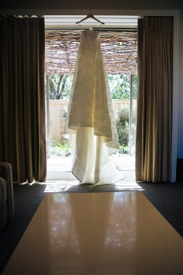 Melissa's beautiful Harper wedding dress by oscar de la Renta.