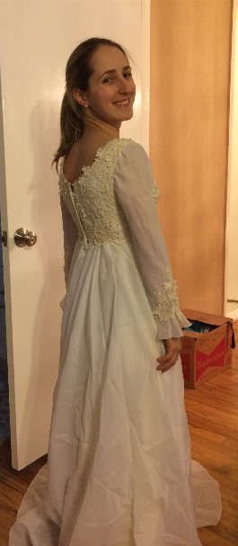 Back view of Meredith's mother's wedding dress