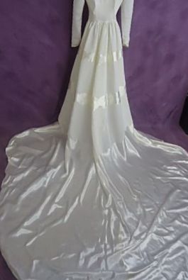 The back of Monette's wedding dress after restoration.