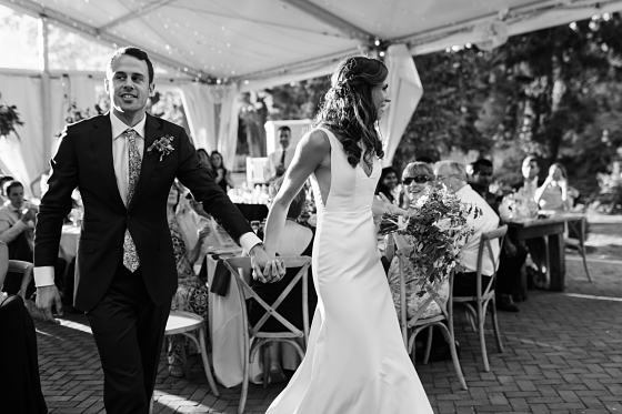 Adrienne's stunning dress in black and white.
