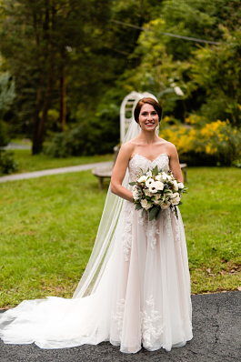 Laura's beautiful gown on her wedding day