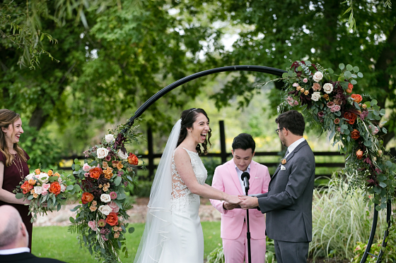 Rebecca's joyful smile on her wedding day