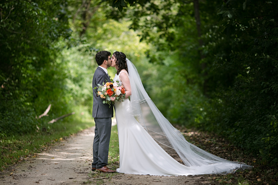 The beautiful bride with her new husband