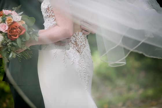 The back of Rebecca's beautiful gown