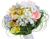 Roses and orchids are beautiful in Spring bridal bouquet