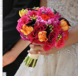 Summer bridal bouquets can include vibrant flower colors