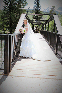 Amber wore her beautiful wedding dress when she married Matt in Dillon, Colorado.