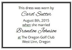 Wedding dress preservation custom label