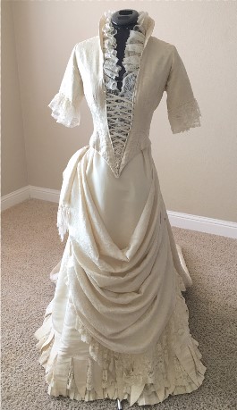 Mary Anne Clark's wedding dress restoration of 1870's vintage gown is complete.
