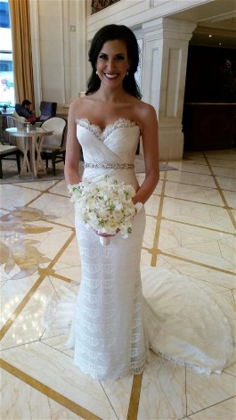 Nikki Cole found her Mark Zunino sample gown at Kleinfelds. Wedding dress preservation will keep it in perfect condition.