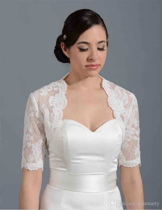 A lace bolero jacket may be all you need to feel comfortable inside during your winter wedding. This one is also from DHgate.com